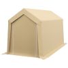 Storage Tent 7x12 Outdoor, Heavy Duty Galvanized, Beige, Waterproof Portable for Tools & Bikes