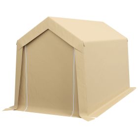 Storage Tent 7x12 Outdoor, Heavy Duty Galvanized, Beige, Waterproof Portable for Tools & Bikes
