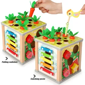 6-in-1 Activity Cube - Montessori Toy for 1-3 Year Olds - Fine Motor Skills and Clock Recognition - Busy Toys for Toddlers