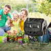 Tumbling Compost Bin Outdoor 360Â° Dual Chamber Rotating Composter 43 Gallon, Black