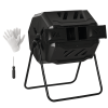 Tumbling Compost Bin Outdoor 360Â° Dual Chamber Rotating Composter 43 Gallon, Black