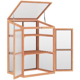 Wooden Cold Frame Greenhouse Mini Outdoor Indoor Planter Box 30"L x 24"W x 43"H for Seedlings Plants Flowers
