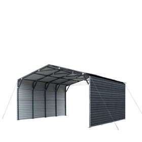 20' x 20' Metal Shed Carport, 10' Enclosed Sidewalls, 400 Sq-Ft, 27 GA Corrugated Panels, TMG-MSC2020F