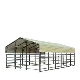 20' x 30' Livestock Corral Panel Metal Shed, 7' Sidewall Height, 5' Corral Panel Height, 600 Sq-Ft, 27 GA Corrugated Panels, TMG-MS2030LC