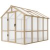 6.6 x 8 FT Polycarbonate Greenhouse Wooden Walk-in Greenhouse Kit with Thickened Panels, Roof Vent and Lockable Door