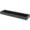 96" x 24" x 10" Wooden Raised Garden Bed with 2 Planter Boxes and Non-woven Fabric Liner for Patio, Gray