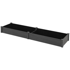 96" x 24" x 10" Wooden Raised Garden Bed with 2 Planter Boxes and Non-woven Fabric Liner for Patio, Gray