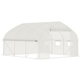 Tunnel Greenhouse 11.5' with Steel Hoops Mesh Door and Windows