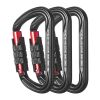 Auto Locking Carabiner Clips, 3 PCS Heavy Duty Caribiner, Professional 30 KN / 6744 lbs Spindle Strength, D-Shaped for Climbing,Hiking,Rappelling