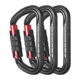 Auto Locking Carabiner Clips, 3 PCS Heavy Duty Caribiner, Professional 30 KN / 6744 lbs Spindle Strength, D-Shaped for Climbing,Hiking,Rappelling