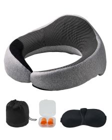 Travel Pillow, Double-Layered 3D Support Neck Pillow for Traveling, 360Â° Flexible Rotation Upgraded Memory Foam Travel Neck Pillow with Eye Mask