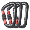 Climbing Carabiner Clips, 3 PCS Heavy Duty Caribiner, Professional 30 KN / 6744 lbs Spindle Strength, Large D-Shaped for Hiking,Rappelling,Rescue