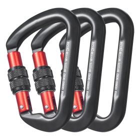 Climbing Carabiner Clips, 3 PCS Heavy Duty Caribiner, Professional 30 KN / 6744 lbs Spindle Strength, Large D-Shaped for Hiking,Rappelling,Rescue