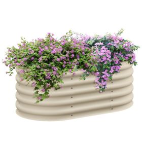 3.5' x 2' x 1.4' Galvanized Raised Garden Bed Kit, Outdoor Metal Elevated Planter Box with Safety Edging, Easy DIY Stock Tank for Growing Flowers