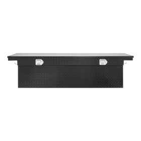 Crossover Truck Tool Box, 71x27x18 In, Heavy Duty Aluminum Toolbox with Diamond Texture, Pick Up Truck Bed RV Trailer Toolbox