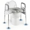 Adjustable Raised Toilet Seat (25.5"-28" Width x 27"-31" Height), 300LBS Capacity with Armrests & Storage Pouch