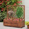 Wooden Elevated Raised Garden Bed with Lattice Trelliswith Drainage Holes