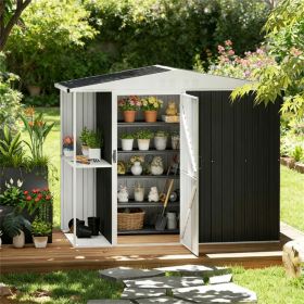 Outdoor garden shed, metal shed, tool room, dark gray
