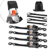 Retractable Ratchet Straps, 1 in x 6 ft, Tie Down Straps with S Hooks, 1200 lbs Break Strength, 4 Soft Loops, Tie Down Ratcheting for Moving, Trailers