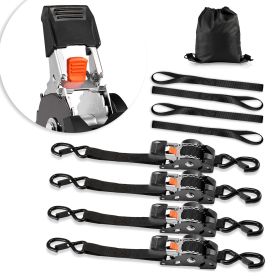 Retractable Ratchet Straps, 1 in x 6 ft, Tie Down Straps with S Hooks, 1200 lbs Break Strength, 4 Soft Loops, Tie Down Ratcheting for Moving, Trailers