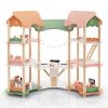 3-Tier Dollhouse with 7 Rooms & 31 Cute Furniture, MDF+Pine Wood Corner Design Kids Toy