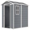 6' x 4' Outdoor Storage Shed, Plastic Shed with Floor, Window, Lockable Door and Vents for Outdoor Patio Storage, Gray
