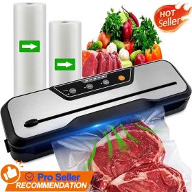 Food Vacuum Sealer Machine with 2 Rolls Food Vacuum Sealer Bags, Food Storage Saver Dry & Moist Food Modes, Led Indicator Lights, Easy to Clean