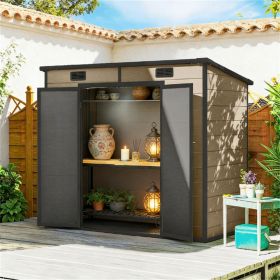Plastic storage shed, tool room, garden room, light brown