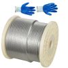 1/4 Inch Wire Rope, 250 ft Length, Zinc Galvanized Carbon Steel Cable with Gloves, 7000 lbs Breaking Strength, 7 x 19 Strands Construction