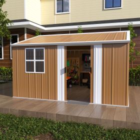 12x10 FT Heavy-Duty Metal Storage Shed with Windows, Lockable Door & Ventilation - Weatherproof Outdoor Garden Shed for Backyard, Lawn