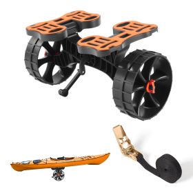 Kayak Cart, 300 lbs Load Capacity, Foldable Kayak Trolley with 10-inch Solid Rubber Tires & 1 Ratchet Strap, Paddle Board Trolley for Carrying Kayaks