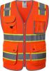 9 Pockets Hi-Vis Reflective Safety Vest | Mesh Fabric | Fluorescent Orange Color with Neon Yellow Extended Trims | ANSI/ISEA Compliance (100-Orange