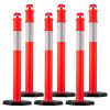 6 Pack Traffic Delineator Posts, 48 inches Traffic Safety Cones with Weighted Base and Reflective Strips