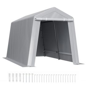 Outdoor Storage Shed, 7 x 12 ft Portable Storage Tent with Roll-up Door, Waterproof Canopy Shed Shelter, Heavy Duty Frame
