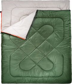 40Â°F Cool Weather Two-Person Sleeping Bag, 87 Inches x 59 Inches, Olive Green