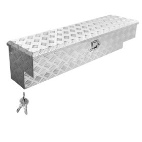 Truck Bed Tool Box, Heavy Duty Aluminum Tool Box with Tread Patterns, Storage Toolbox Chest Organizer with Lock and Key, Ideal for Pickup, Truck Bed