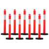 9 Pack Traffic Delineator Posts, 48 inches Traffic Safety Cones with Fillable Base and Reflective Strips