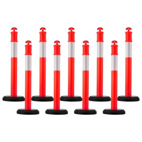 9 Pack Traffic Delineator Posts, 48 inches Traffic Safety Cones with Fillable Base and Reflective Strips