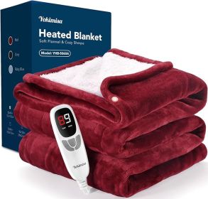 Heated Blanket Throw, Wearable Heated Blanket Two Buttons, 50x60 Inches Soft Flannel Electric Throw, 9 Heating Levels & 10 Options Auto Off, for Home