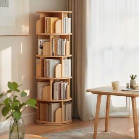 5 Tier Rotating Bookshelf, 360Â° Display Round Spinning Bookshelf, Space-Saving, Small Space Rotating Bookshelf Tower for Bedroom, Living Room, Home