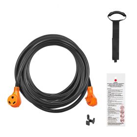 25 ft RV Extension Cord, 30 Amp, Heavy Duty STW RV Power Cord, NEMA TT-30R Female NEMA TT-30P Male Plug, with LED Indicator Handle 15A Adapter