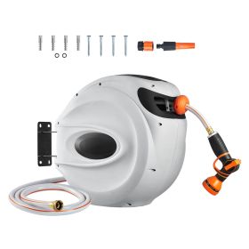 Retractable Hose Reel, 84 ft x 5/8 inch, 180Â° Swivel Bracket Wall-Mounted, Garden Water Hose Reel with 9-Pattern Nozzle, Automatic Rewind