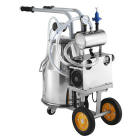 Electric Cow Milking Machine, 6.6 Gal / 25 L 304 Stainless Steel Bucket, Automatic Pulsation Vacuum Milker