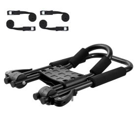 Kayak Roof Rack 2 Pairs J-Bar, Soft Roof Rack Quick Folding, Top Mount Tie Down, Carrier for kayak, Surf Board, Canoe, SUP, Ski Board, Mount on Car