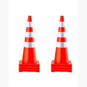 Safety Cones, 6 x 36" Traffic Cones, PVC Orange Construction Cones, Reflective Collars Traffic Cones with Weighted Base Used for Traffic Control