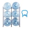 3 Tiers Water Jug Holder, 5 Gallon Water Bottle Holder, Double Row Water Bottle Rack for 6 Bottles, Heavy Duty Water Jug Rack for Kitchen, Office