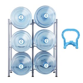 3 Tiers Water Jug Holder, 5 Gallon Water Bottle Holder, Double Row Water Bottle Rack for 6 Bottles, Heavy Duty Water Jug Rack for Kitchen, Office