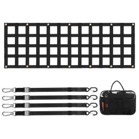 Tailgate Net, 60 in x 18 in, Heavy Duty Cargo Net for Truck Bed with 4 Adjustable Telescopic Straps, Extendable & Durable, Flexible Adjustment