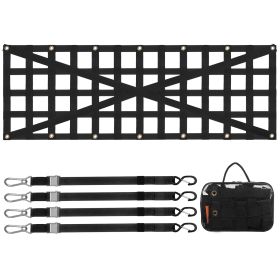 Tailgate Net, 54 in x 18 in, Heavy Duty Cargo Net for Truck Bed with 4 Adjustable Telescopic Straps, Cross-reinforced Design, Extendable & Durable