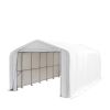 18' x 30' RV/Motorhome Storage Shelter, 17 oz PVC Fabric Cover, Front Roll-Up Door, Enclosed Rear Wall, 3-Layer Galvanized Steel Frame